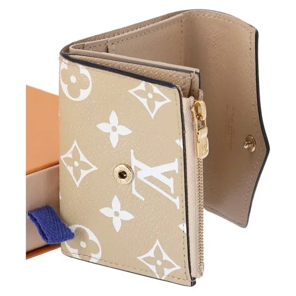 Louis Vuitton M67640 Monogram Giant Portefeuille Zoe Khaki Trifold Wallet w Box - Picture 10 of 16